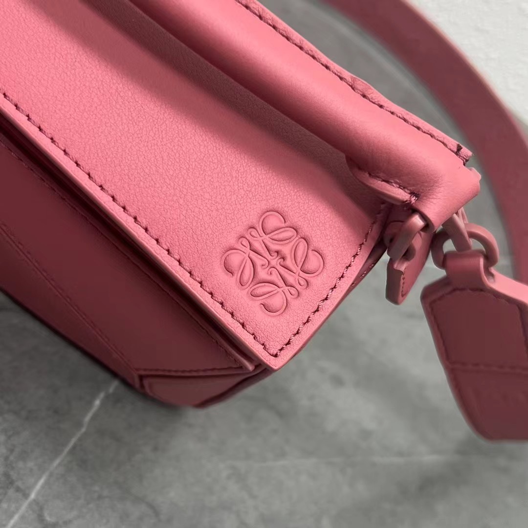 Loewe Mini Puzzle Bag in Classic Calfskin Crimson